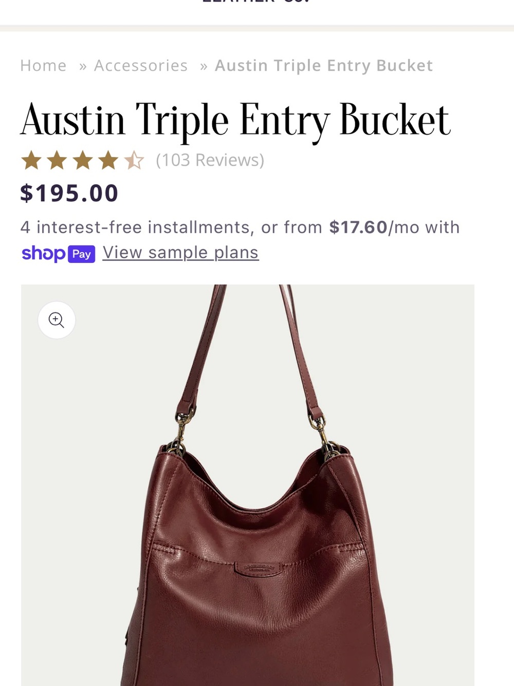 Austin Triple Entry Bucket Shoulder Bag - Wine
